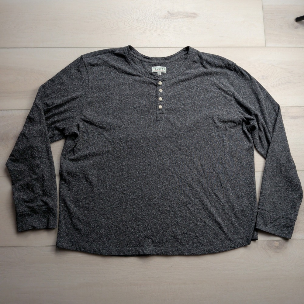 Tecovas Henley Shirt Mens XXL Gray Heathered Long Sleeve Western